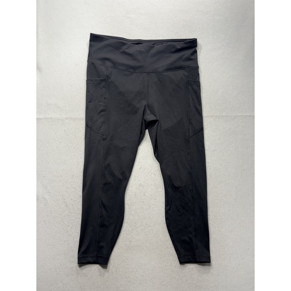Velocity Active Stretch Serena Cropped Leggings Black Womens 2X Pockets Stretch